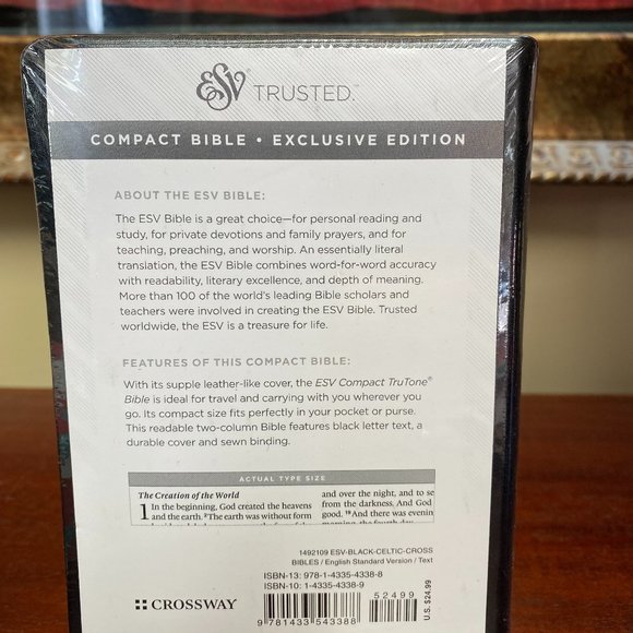 New Crossway ESV Compact Bible - Exclusive Edition - Black with Celtic Cross - Picture 2 of 2